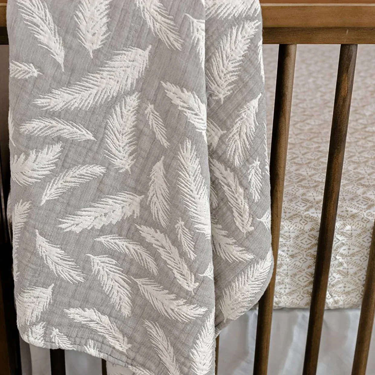 Crane Baby Jacquard Blanket - Ezra - Grey Feather - Clearance