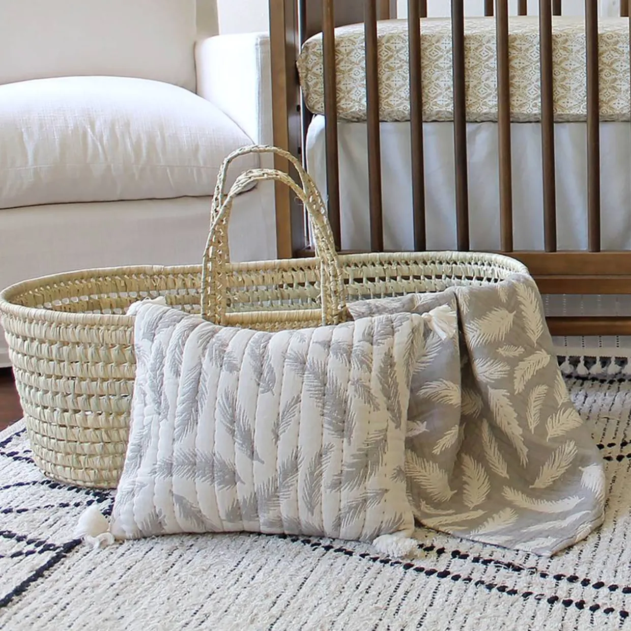 Crane Baby Jacquard Blanket - Ezra - Grey Feather - Clearance