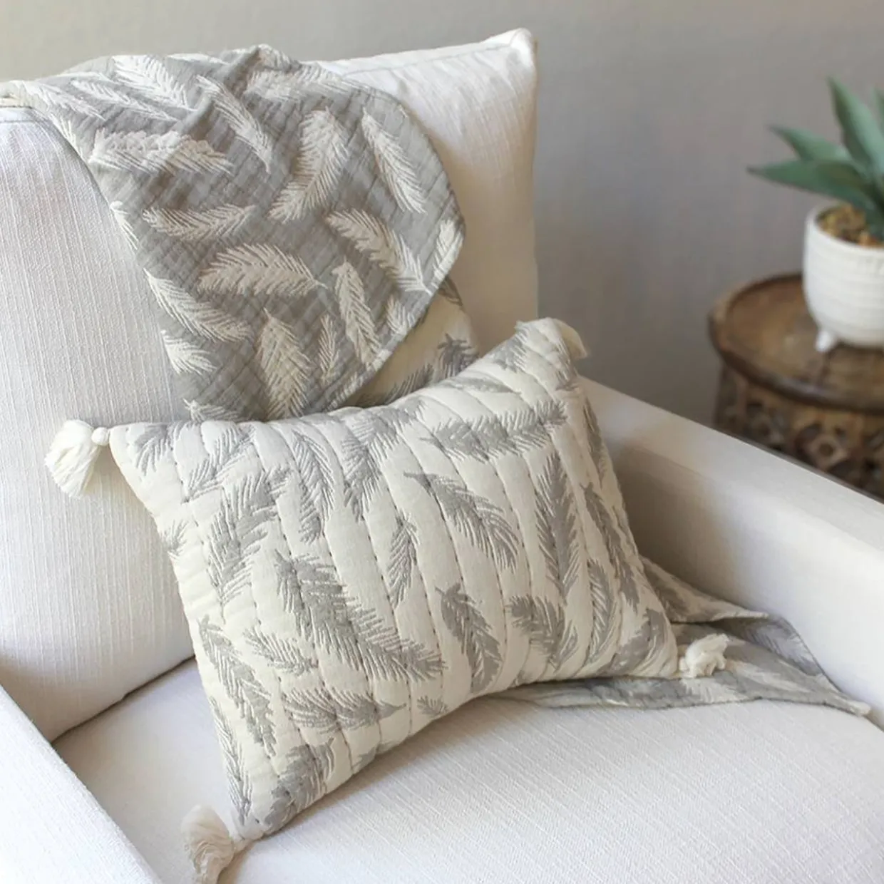 Crane Baby Jacquard Blanket - Ezra - Grey Feather - Clearance