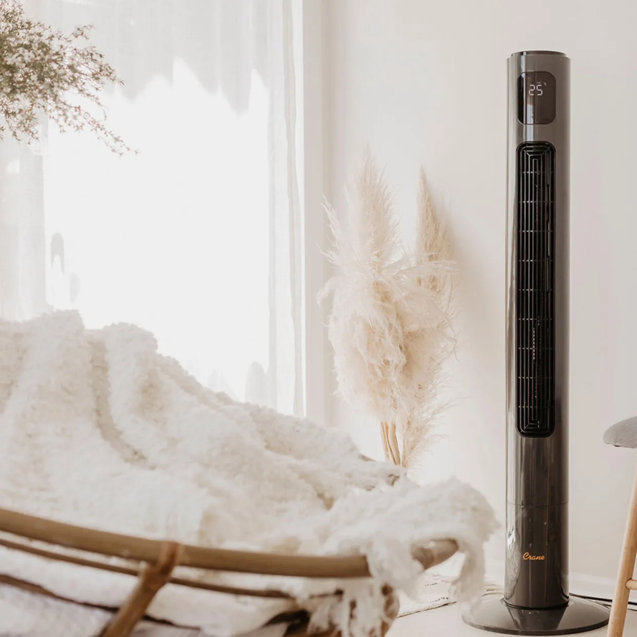 Crane Tower Fan and Air Circulator (116 cm) - Charcoal