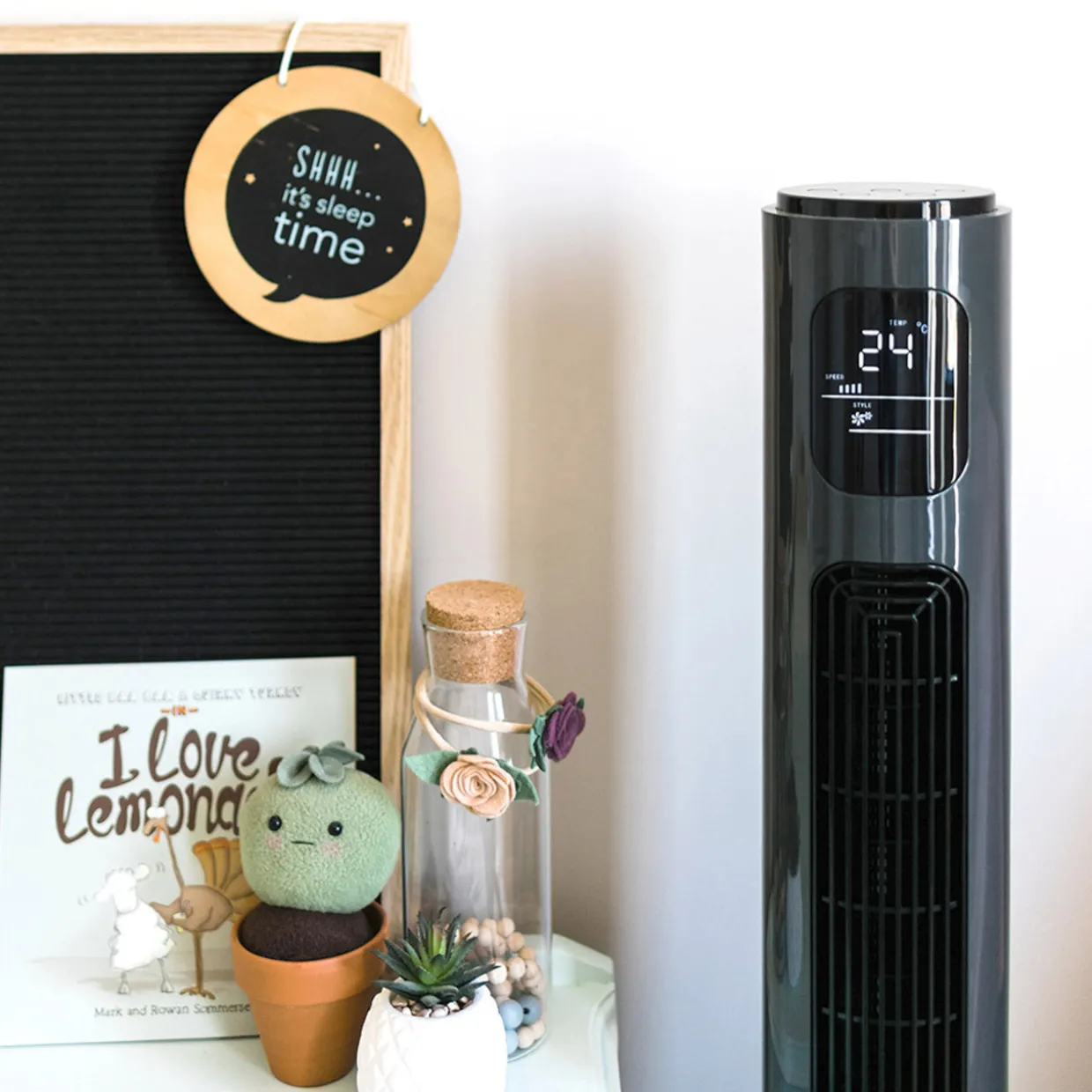 Crane Tower Fan and Air Circulator (116 cm) - Charcoal