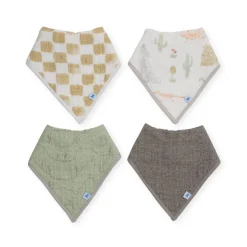 Little Unicorn - Cotton Muslin + Fleece Bandana Bib - 4 Pack
