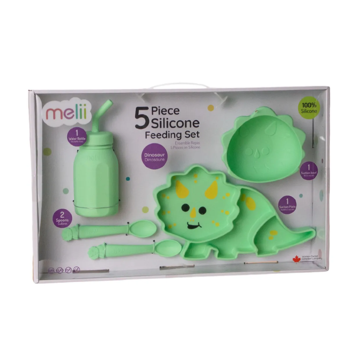 Melii Silicone 5 Piece Feeding Gift Set - Dinosaur