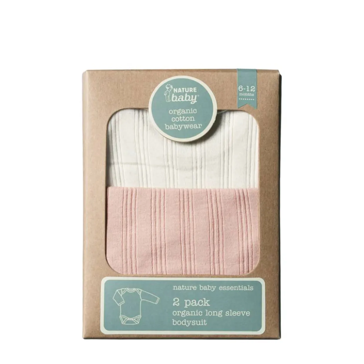 Nature Baby Organic Cotton Derby Rib Bodysuit - 2 pack