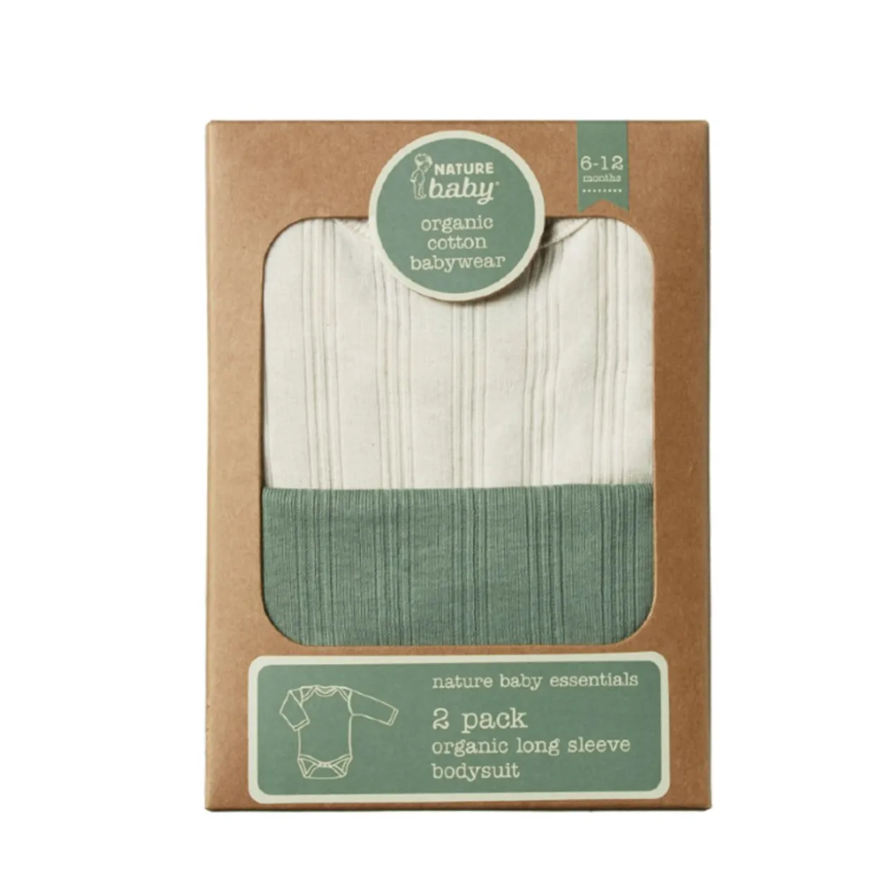 Nature Baby Organic Cotton Derby Rib Bodysuit - 2 pack