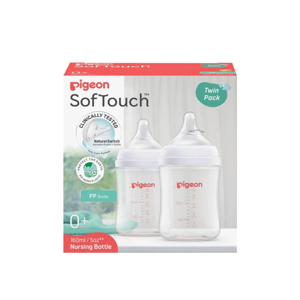 Pigeon SoftTouch Wide Neck Bottle PP Twin Pack
