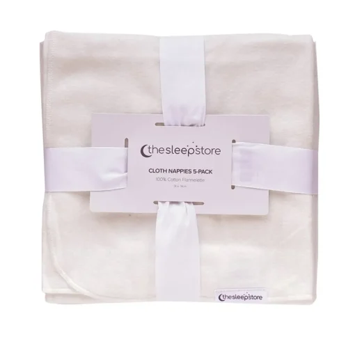The Sleep Store Flannelette Flat Cloth Nappy 5pk