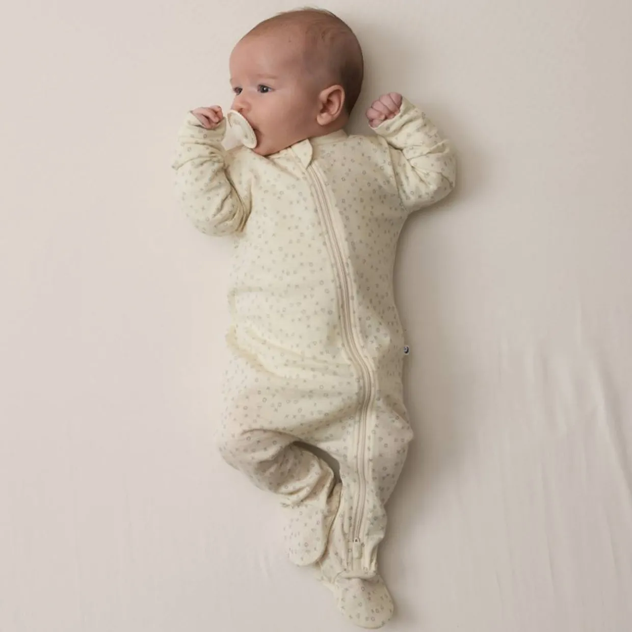 The Sleep Store Jersey NZ Merino Print Footed Zipsuit - Clearance