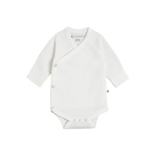 The Sleep Store Organic Cotton Pointelle Kimono Long Sleeve Bodysuit