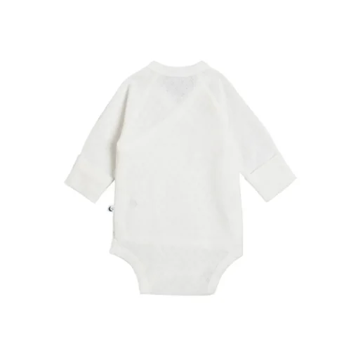 The Sleep Store Organic Cotton Pointelle Kimono Long Sleeve Bodysuit