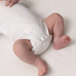 The Sleep Store Organic Cotton Pointelle Kimono Long Sleeve Bodysuit