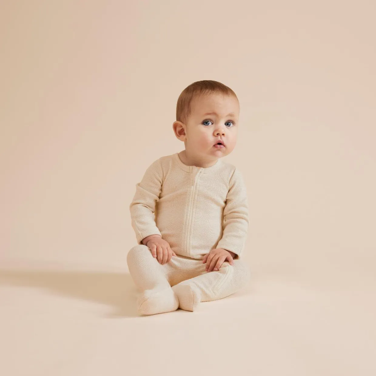 Wilson & Frenchy Organic Stripe Rib Zipsuit with Feet