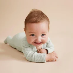 Wilson & Frenchy Organic Stripe Rib Zipsuit with Feet