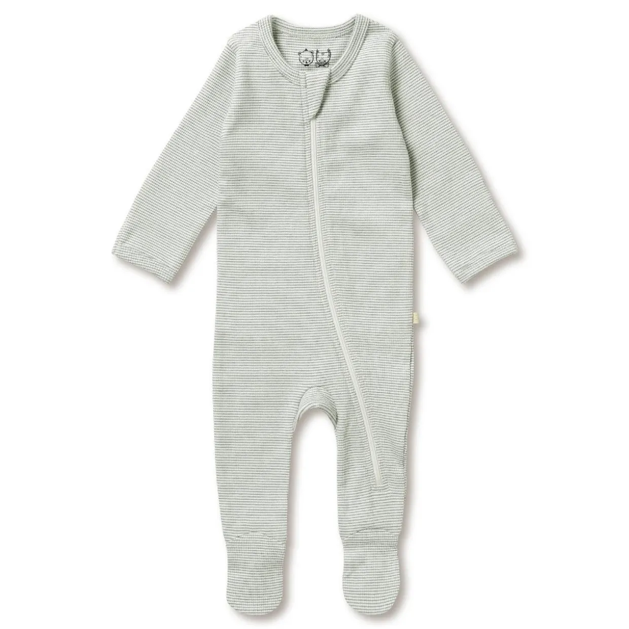 Wilson & Frenchy Organic Stripe Rib Zipsuit with Feet